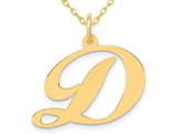 10K Yellow Gold Fancy Script Initial -D- Pendant Necklace Charm with Chain